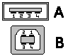 4 pin USB A / USB B receptacle connector layout