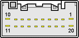 20 pin Mitsubishi Head Unit connector view and layout