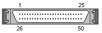 50 pin hi-density D-SUB male connector view and layout