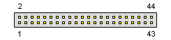 44 pin IDC (2 mm pitch) female connector layout