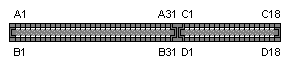 98 pin (62+36)ISA EDGE female connector view and layout