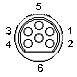 6 pin Lowrance (round) proprietary connector drawing