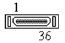 36 pin half-pitch Centronics (HPCN36) MDR 36 male connector drawing