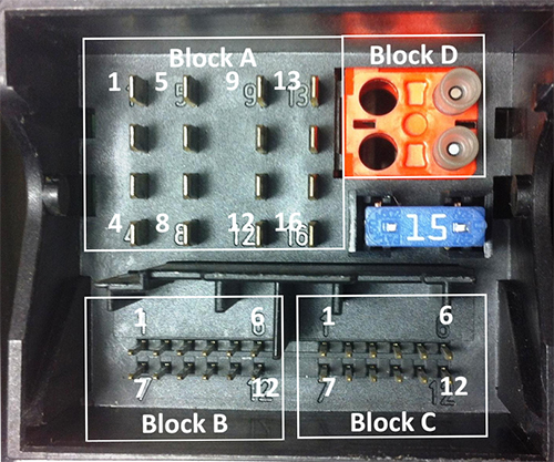 40 (16+12+12) pin QuadLock Fakra Head Unit / Car Stereo photo and diagram