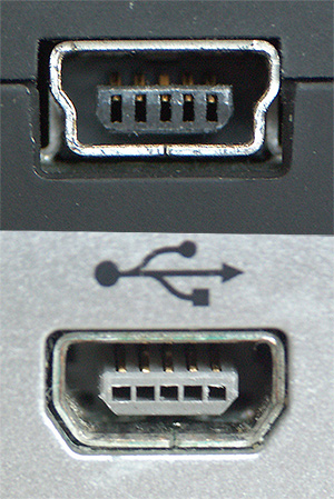 5 pin / 4 pin mini-USB jack photo and diagram