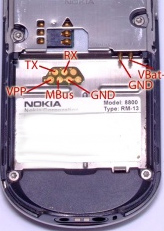 7 pin Nokia 8800 cell phone proprietary photo and diagram
