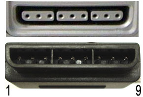 9 pin Sony Playstation proprietary photo and diagram